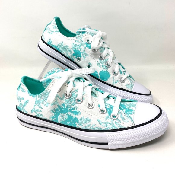 Converse Women's Size 571388F CTAS OX ELECTRIC AQUA WHITE Canvas Low Top Sneaker - Picture 6 of 8